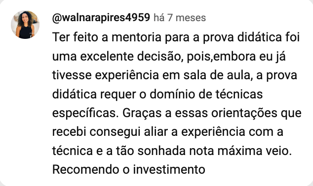 Print do comentário de @walnarapires4959 no YouTube: a nota máxima veio.